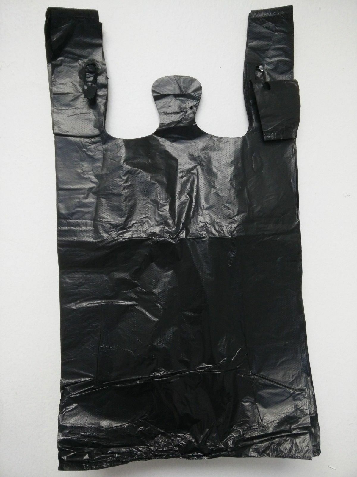 1/6 Large 21 X 6.5 X 11.5 Black T-shirt Plastic Grocery Shopping Bags