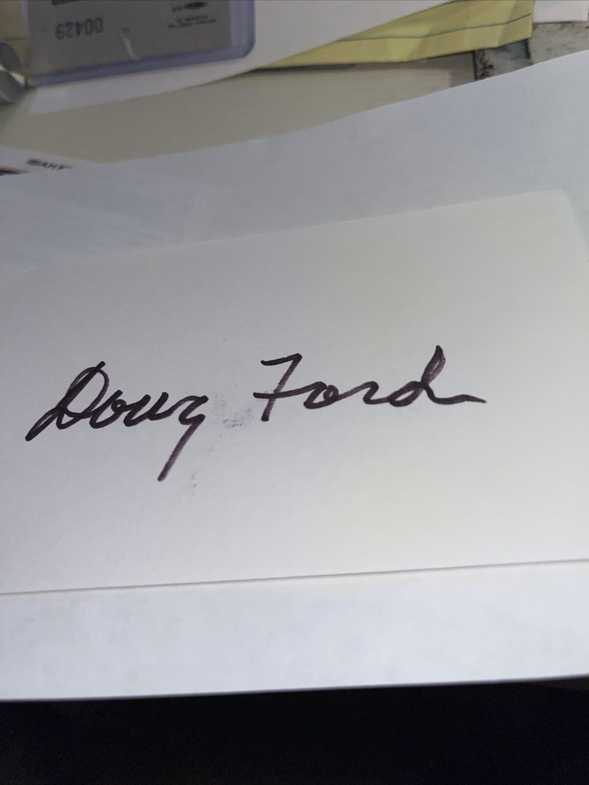 Doug Ford Masters Winner Signed 3x5 Index Card