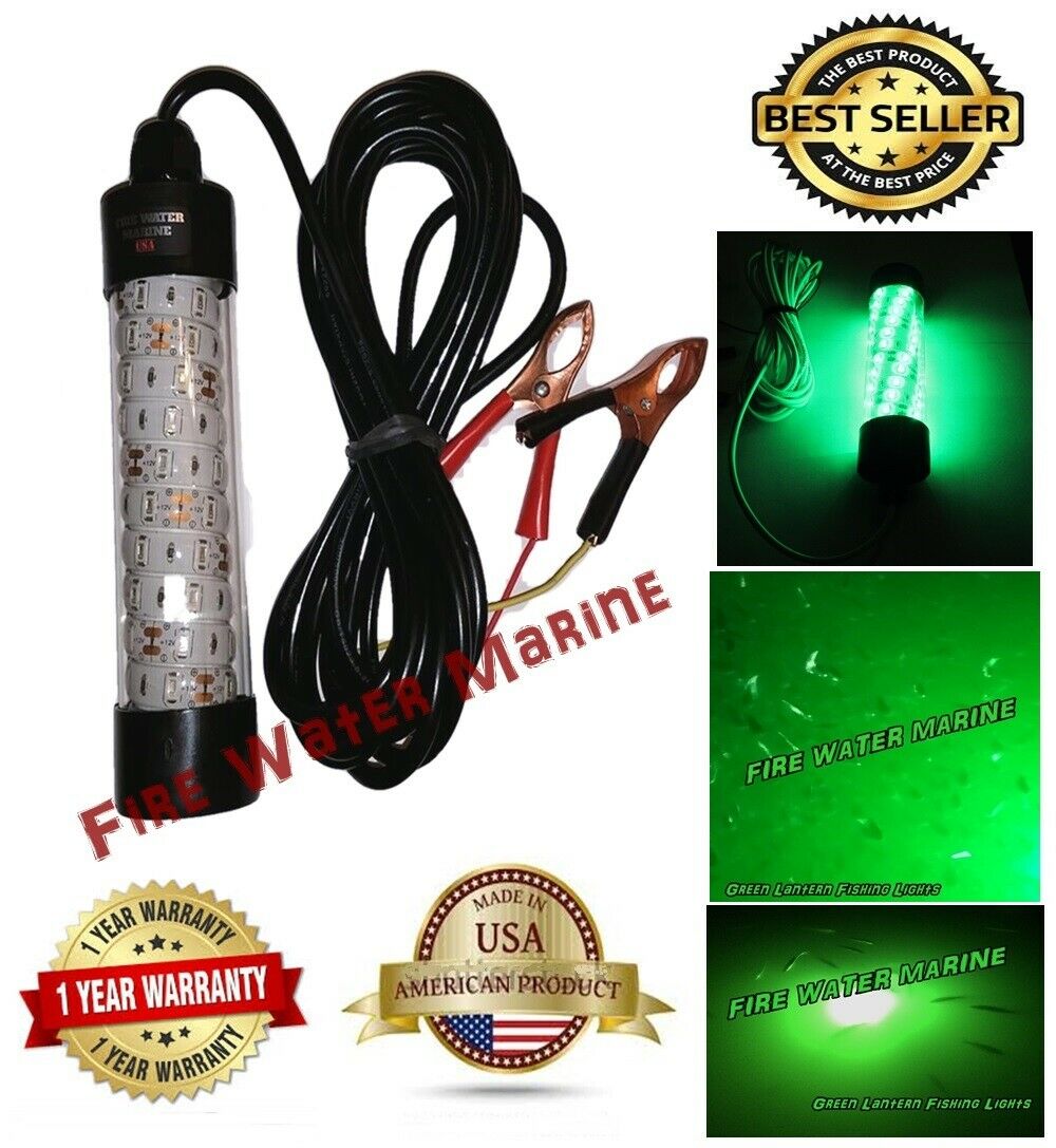 12v Led Green Underwater Submersible Night Fishing Light Crappie Ice Squid Boat